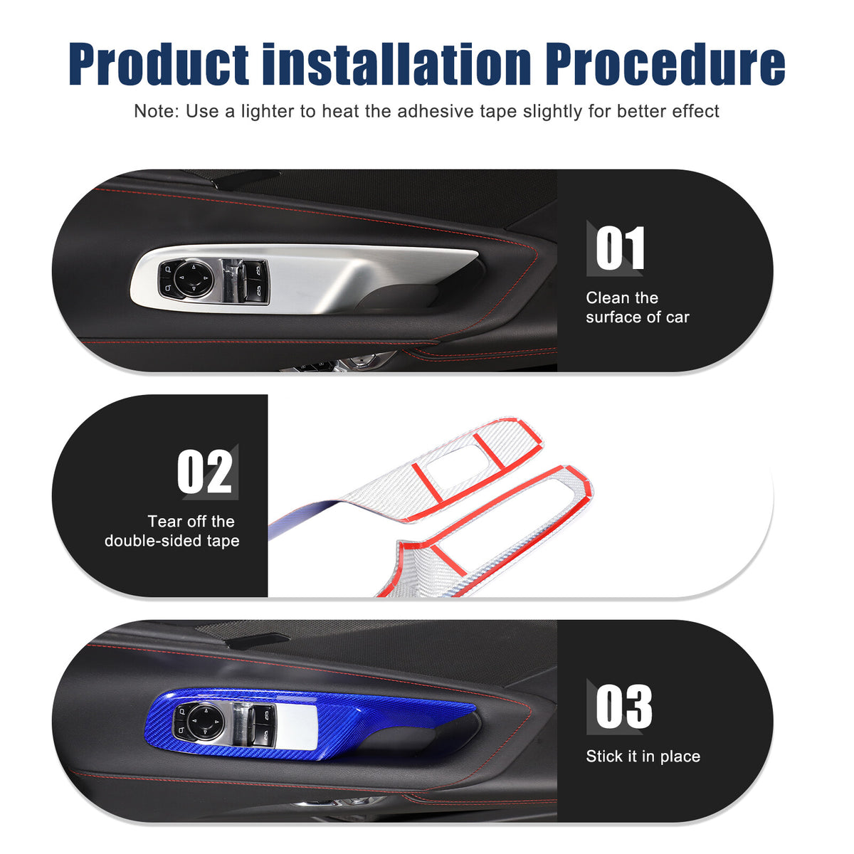 Blue Real Carbon Fiber Window Lift Switch Trim For Corvette C8 Convertible 20-26 16