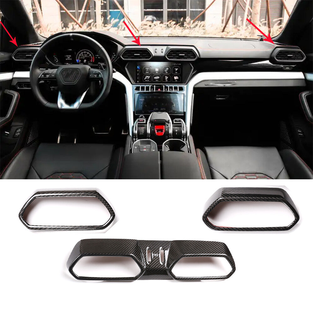 Carbon Fiber Console & Side Air Outlet Cover Trim For LAMBORGHINI URUS 2018-23 1