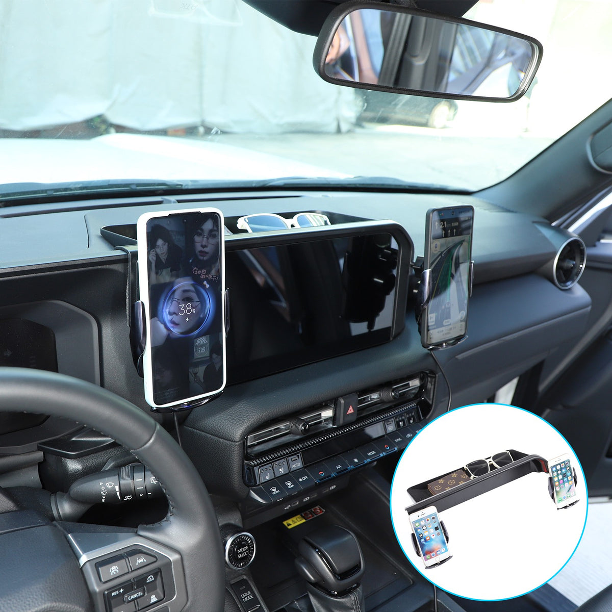 Wireless Charging Phone Holder Storage Box Tray For Toyota Prado LC250 2024+ 20