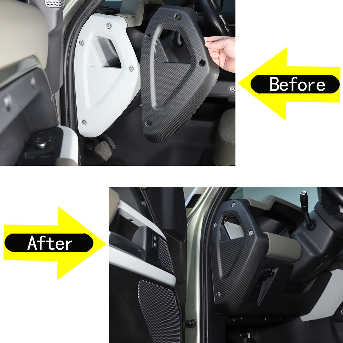 Matte Real Carbon Fiber Dashboard Sides Panel Trim For Land Rover Defender 20-23 17