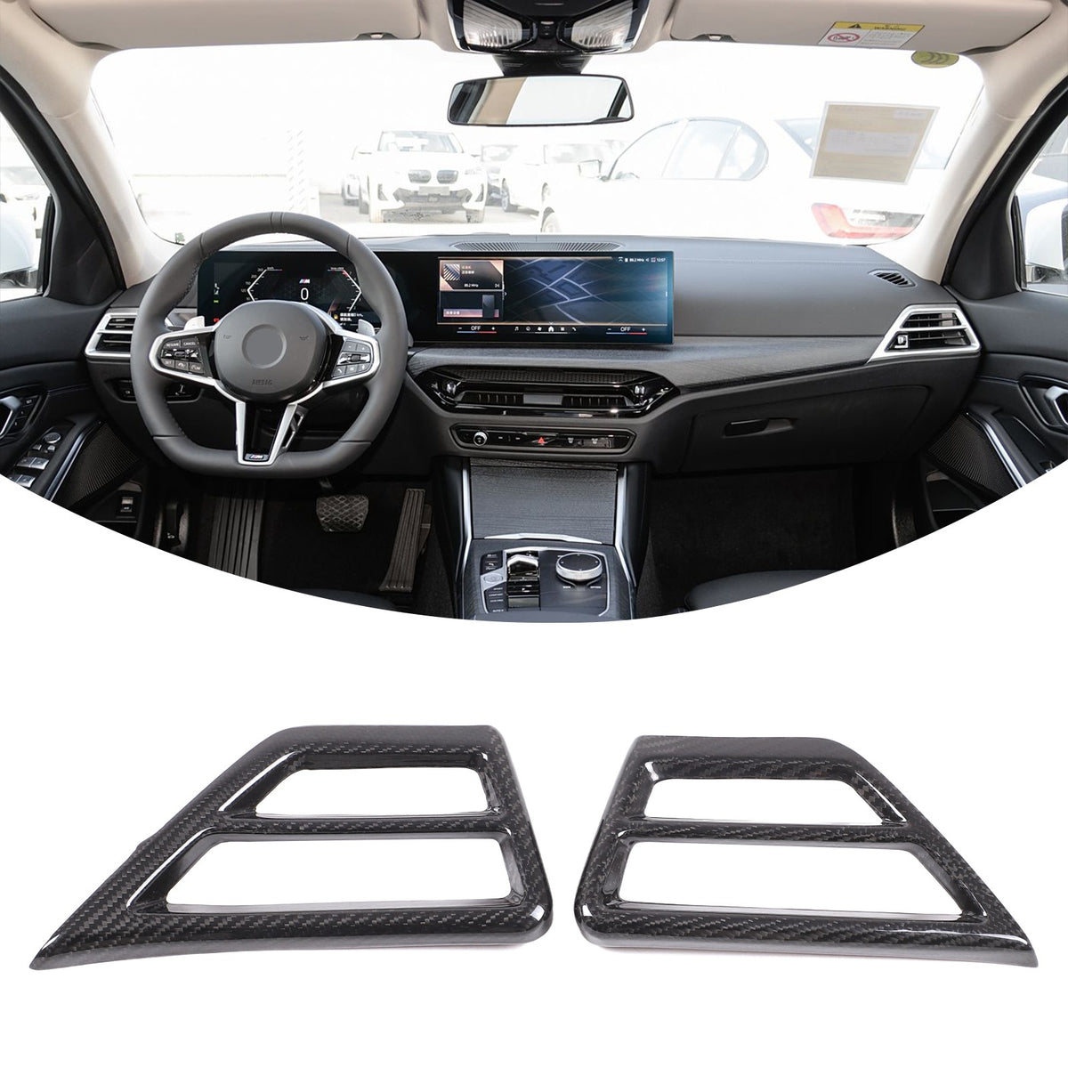 Real Carbon Fiber Side Air Vent Frame Trim For BMW 3 4 330i 430i G20 G21 2025+ 6