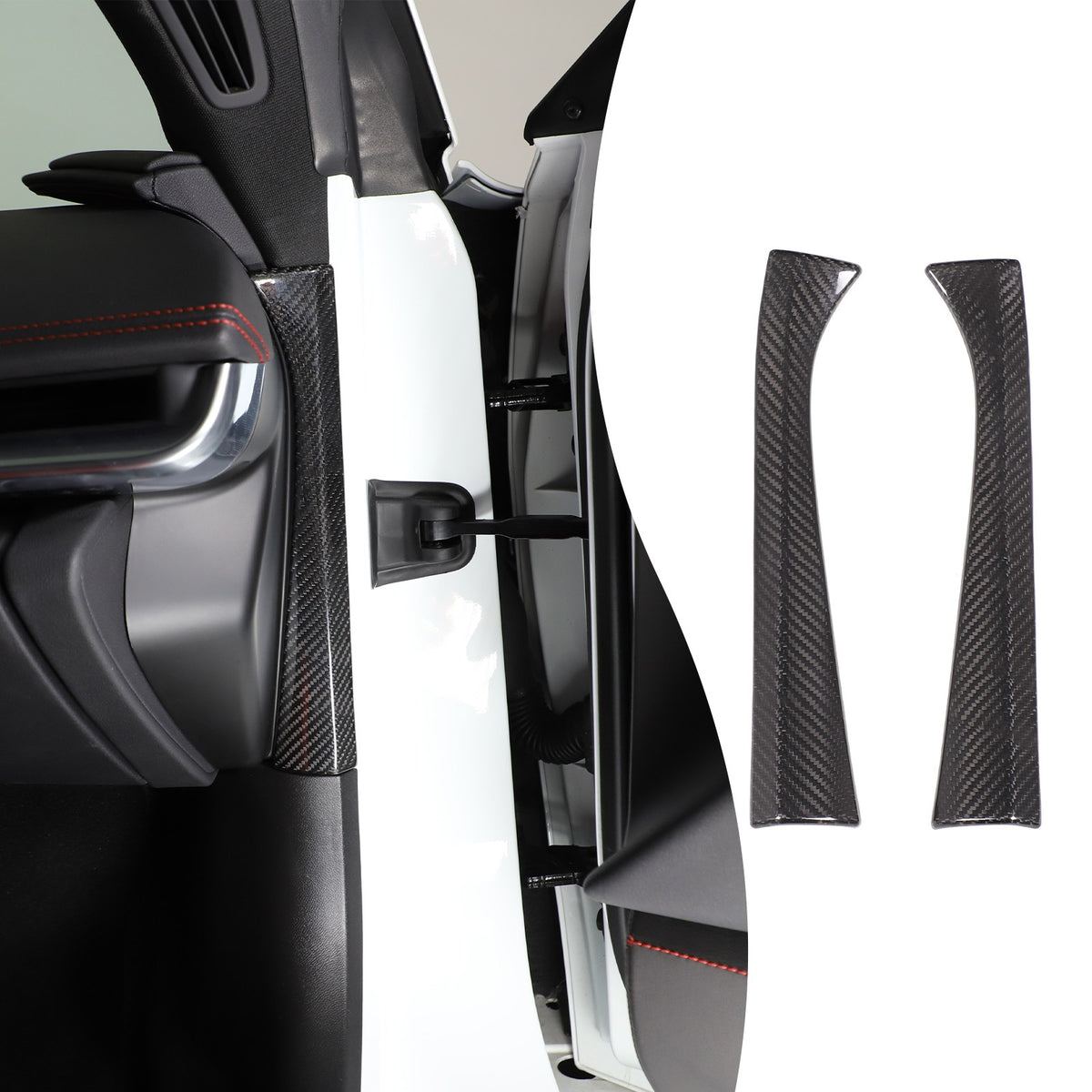 Real Carbon Fiber Inner Interior Door Pillar Trim For Corvette C8 2020+ 1