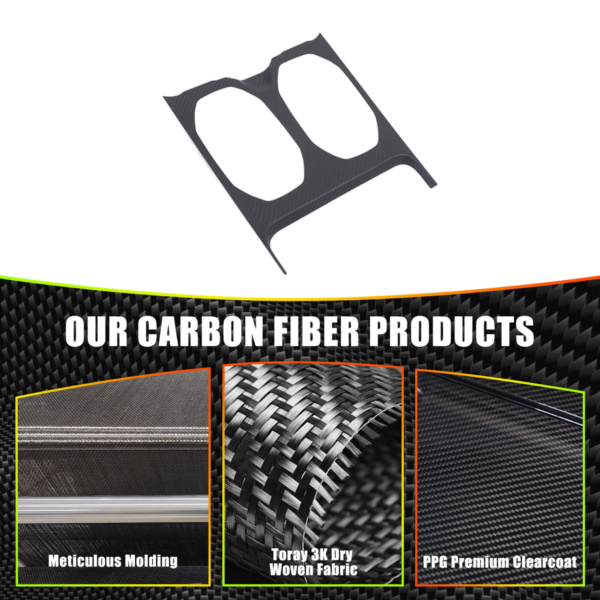 Matte Real Carbon Fiber Center Gear Cup Panel Trim For Lamborghini URUS 18-23 3