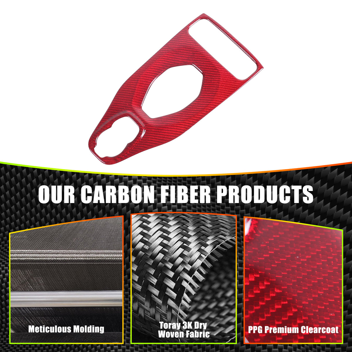 Red Real Carbon Fiber Interior Exterior Conosle Trim Cover For Lotus EMIRA 21-25 157