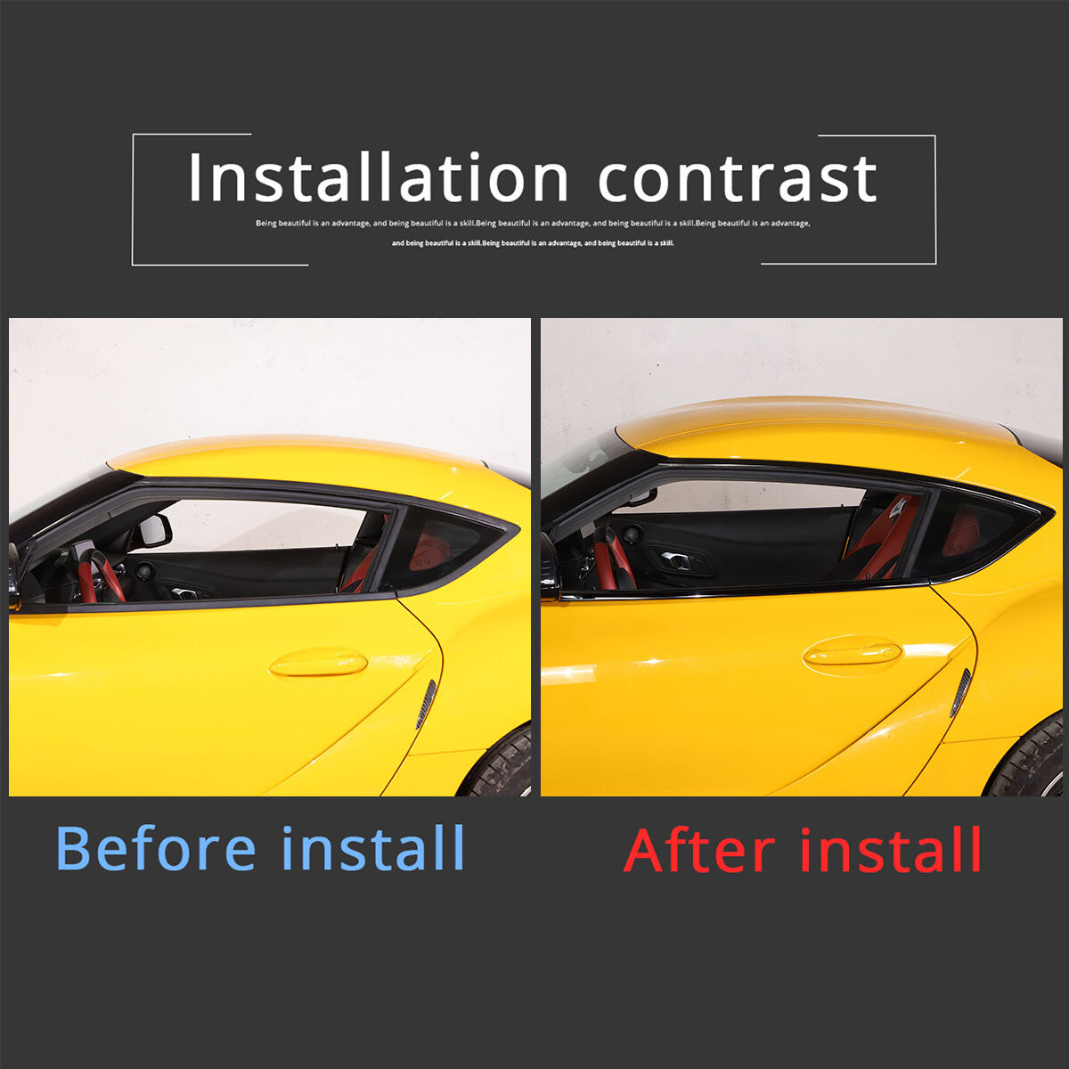 Matte balck Window Frame Trim Cover S. Steel 6 Pcs For Toyota Supra A90 2019-24 9