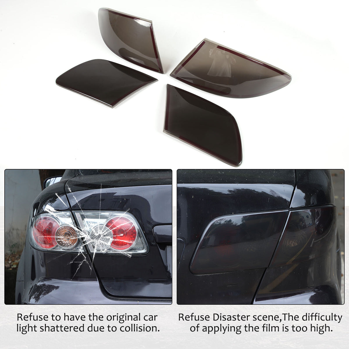 Smoked Black Rear Tail Light Guard Decor Cover Trim Bezels For Mazda 6 GG 04-08 19
