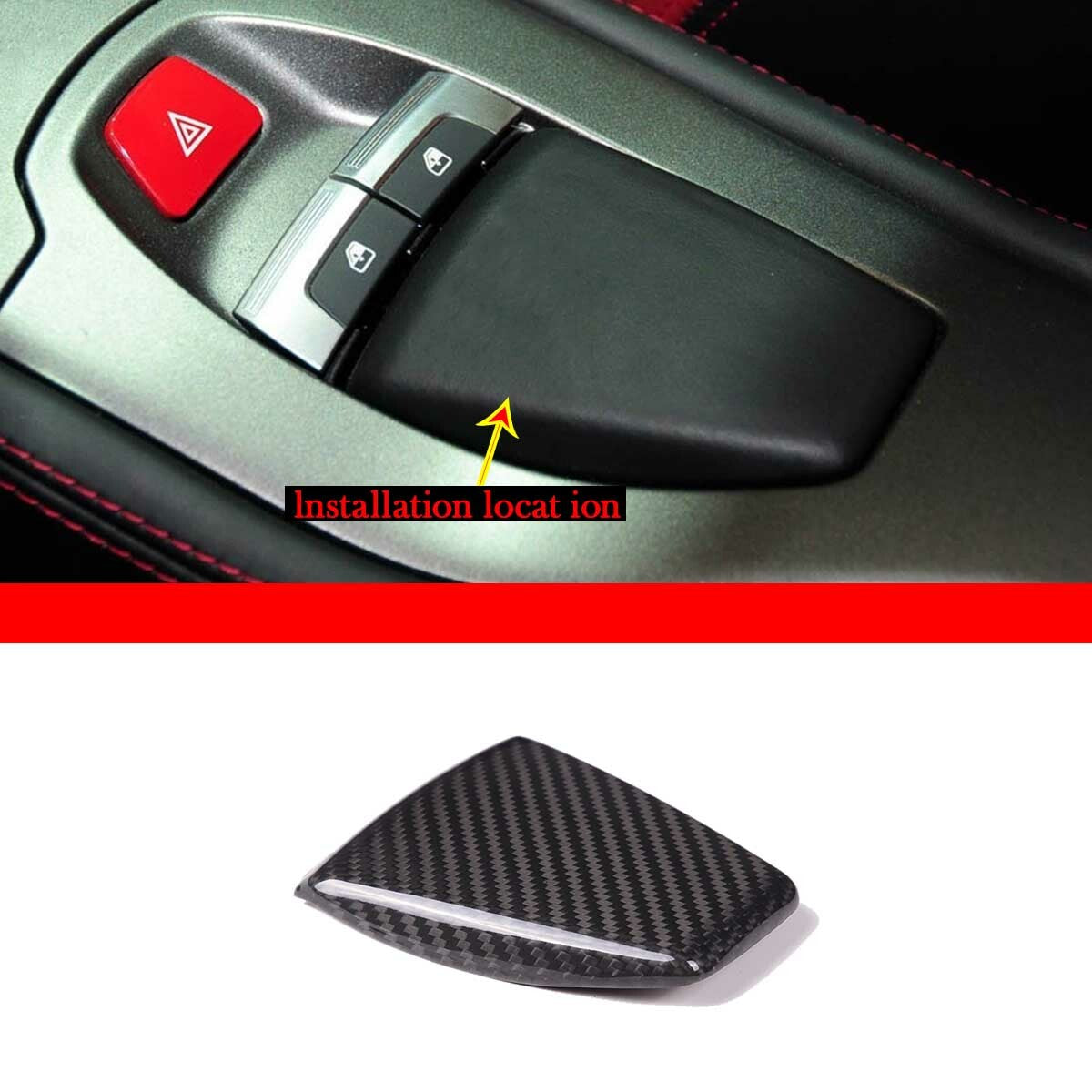 Carbon Fiber Window Lift Switch Button Panel Trim For Ferrari 458 2011-2016 3