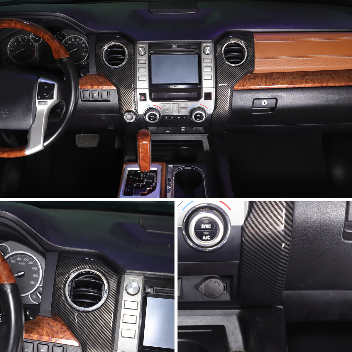 For Toyota Tundra 2014-2021 ABS Carbon Interior Side Air Vent Outlet Covers 7