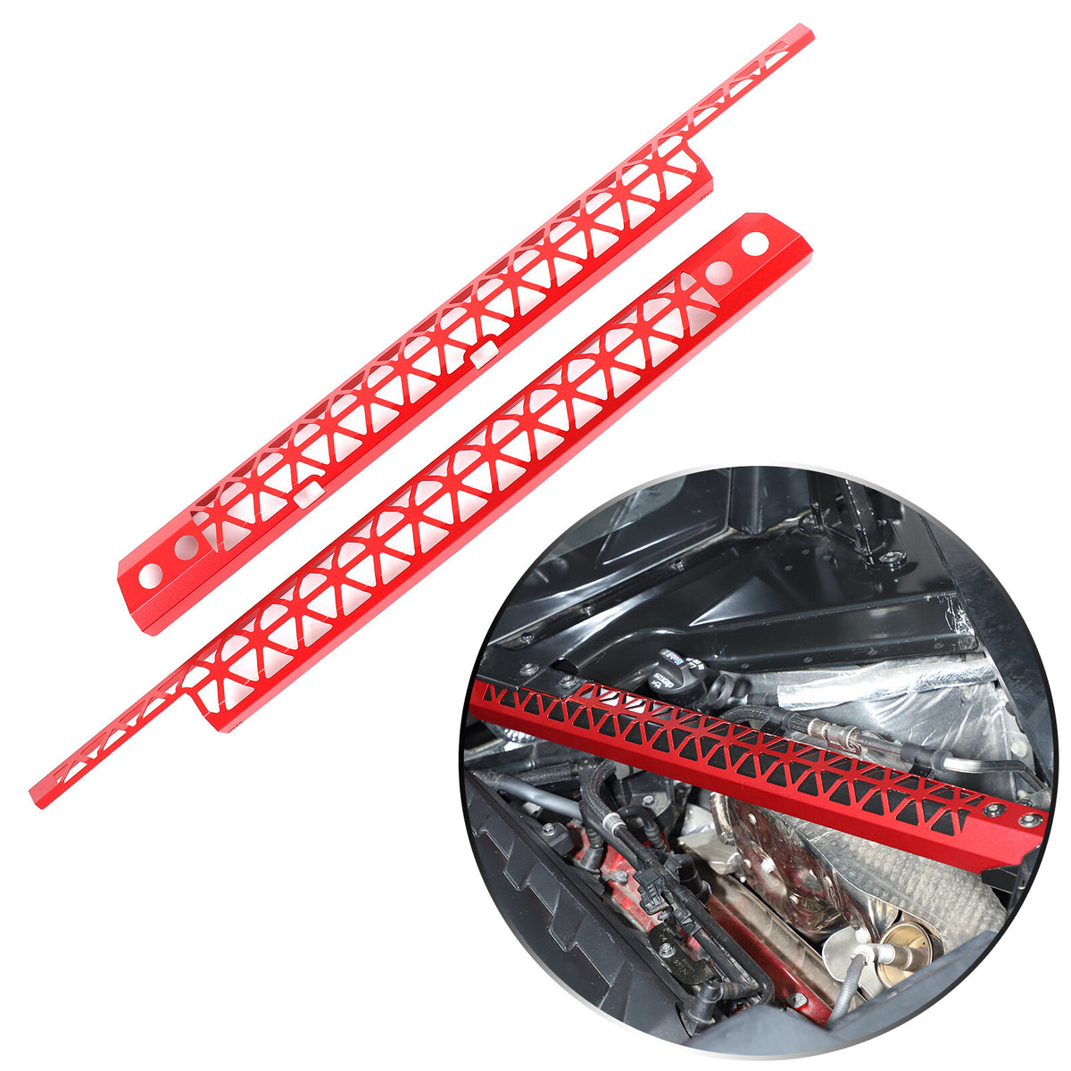 Hollowed Red Engine Bay Crossmember Panel Trim Cover For Corvette C8 Coupe 20+ 20