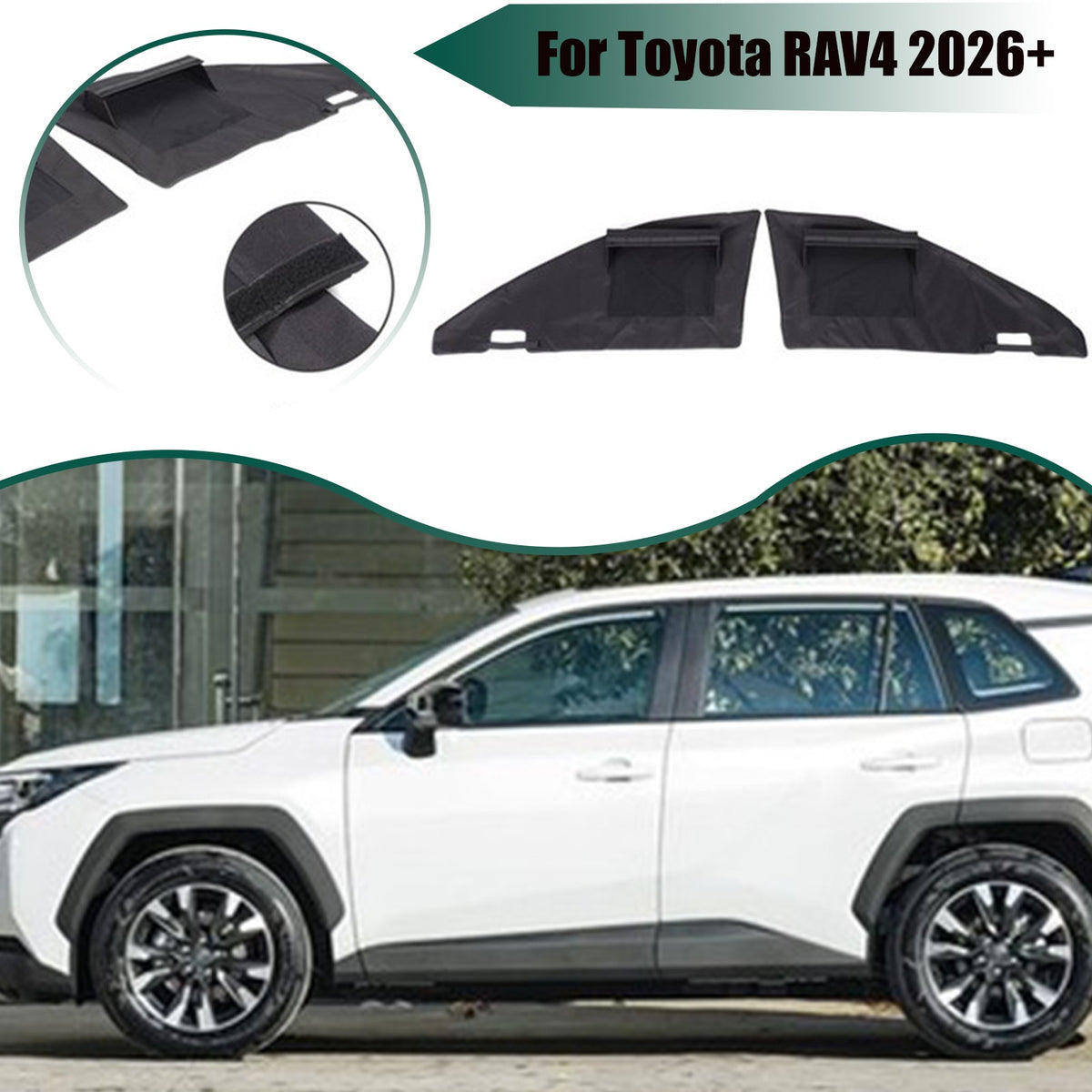 Black Front Window Visor Deflector Sun Shade For Toyota RAV4 2026+ 1