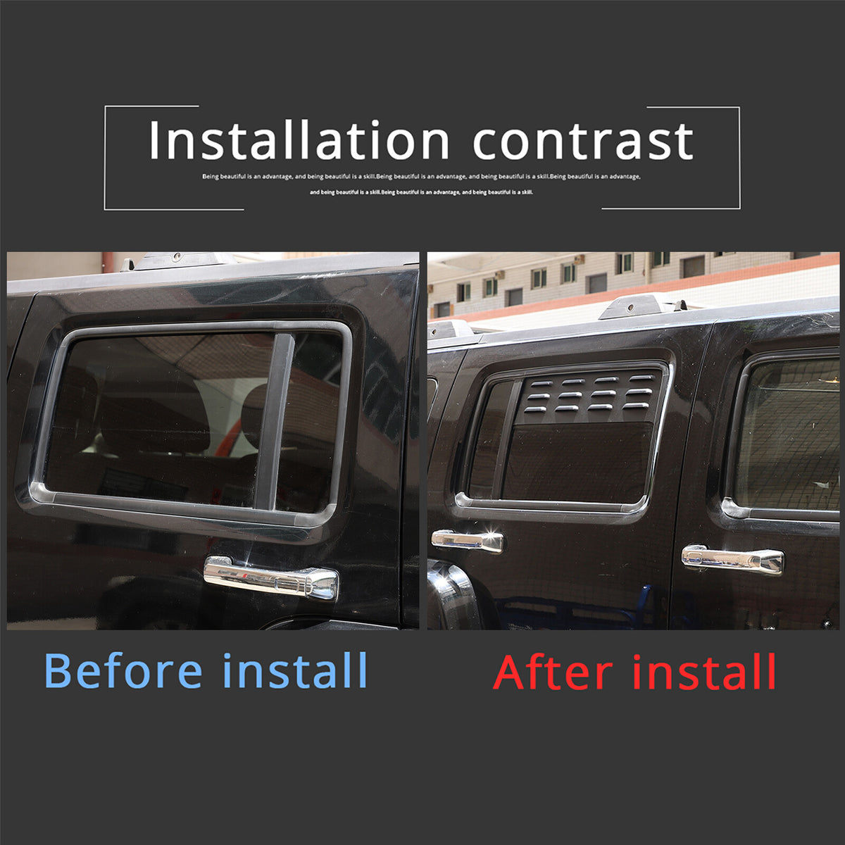Black Aluminium Alloy Door Window Air Vents Screens For Hummer H3 2005-09 12
