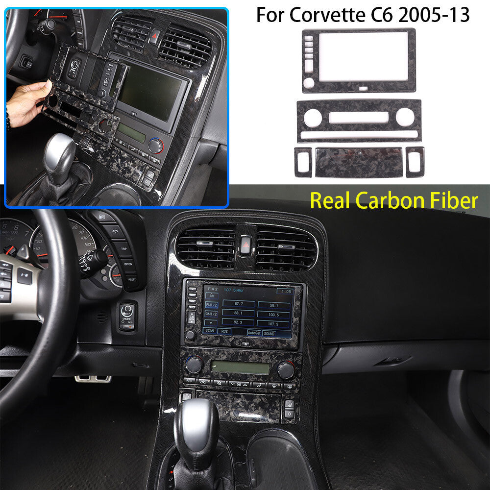 Forged Real Carbon Fiber Full Interior Set Decor Cover Trim Kit for Corvette C6 82