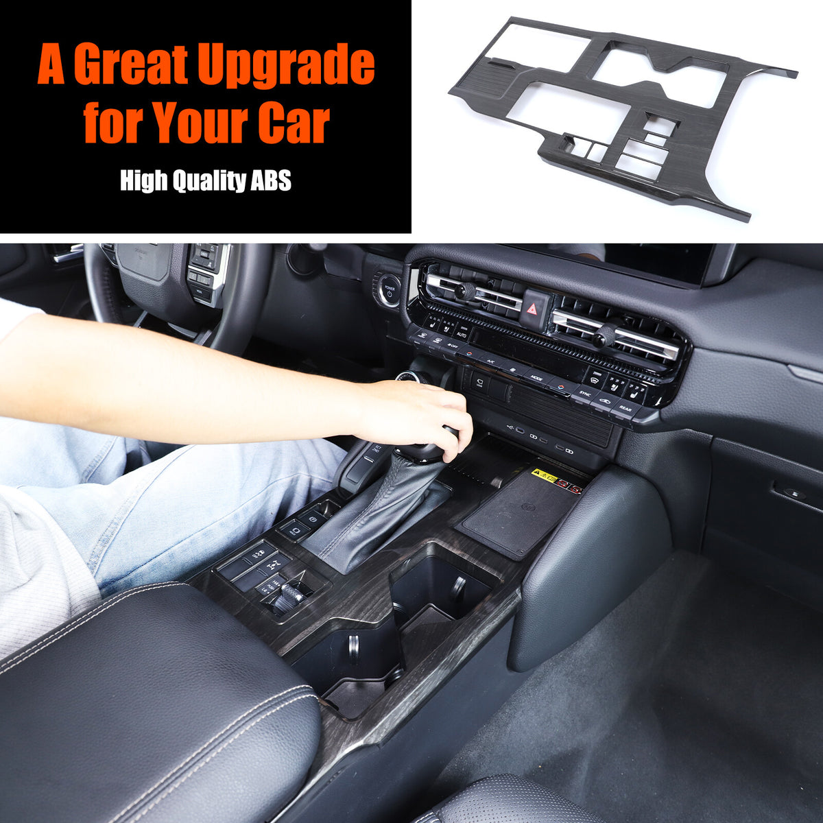 Black Wood Grain Center Console Gear Panel Trim for Toyota Prado LC250 24+ 1