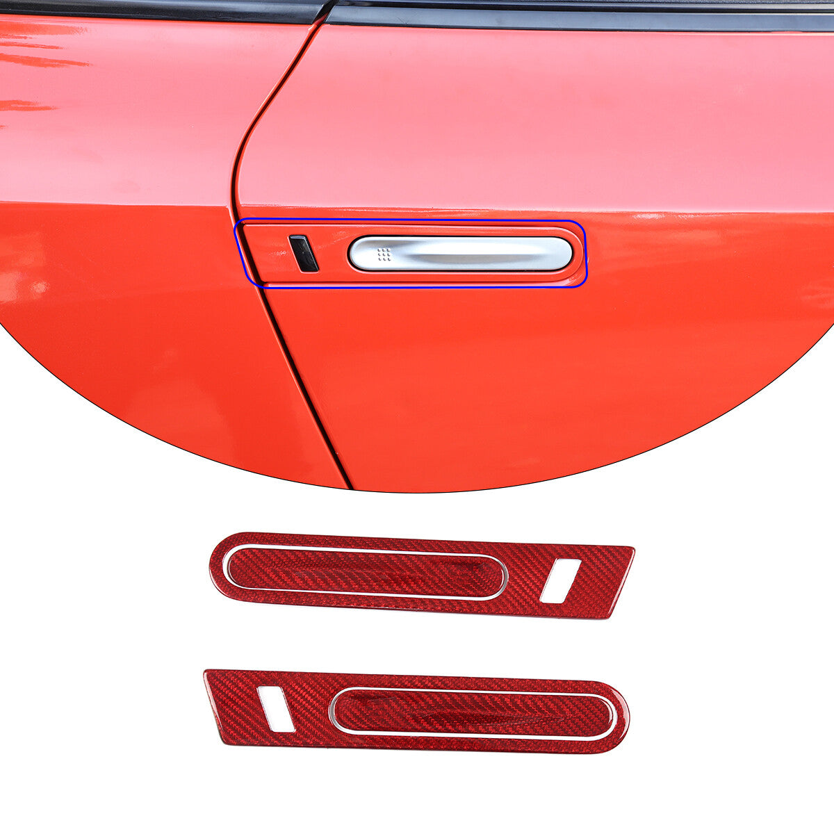 Red Carbon Fiber Exterior Car Door Handle Cover Trim For Nissan GTR R35 2008-16 1