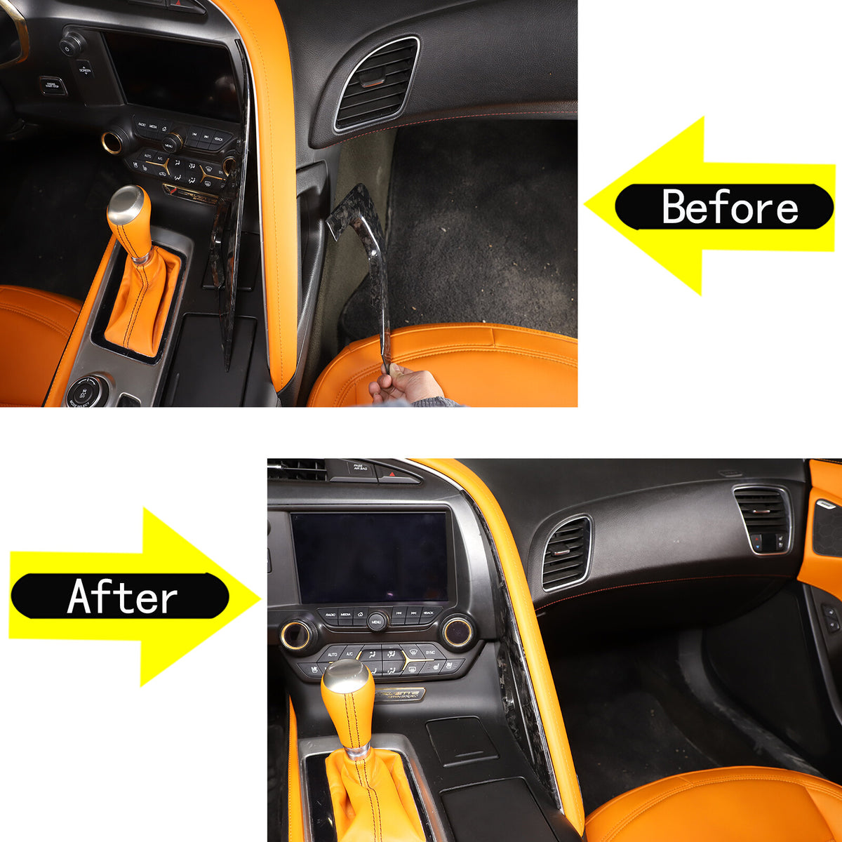 Forged Carbon Fiber Co-pilot center Grab Handle Cover Trim For Corvette C7 14-19 3