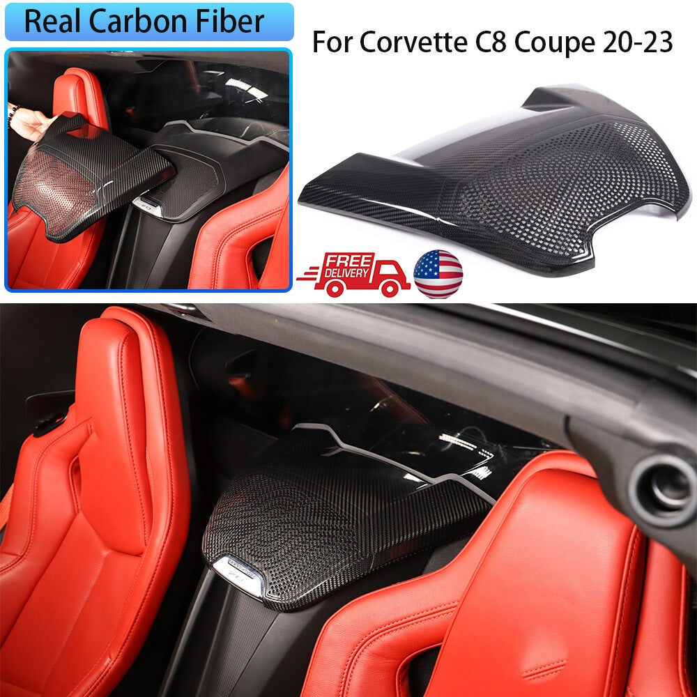 Real Carbon Fiber Rear Speaker Upper Panel Trim For Corvette C8 Coupe Z06 US 1