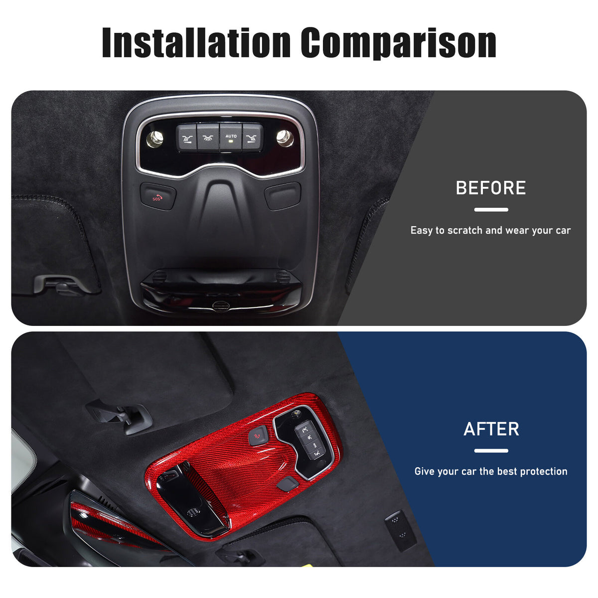 Red Real Carbon fiber Reading light Switch Trim Cover For Lotus EMIRA 2021-2025 14