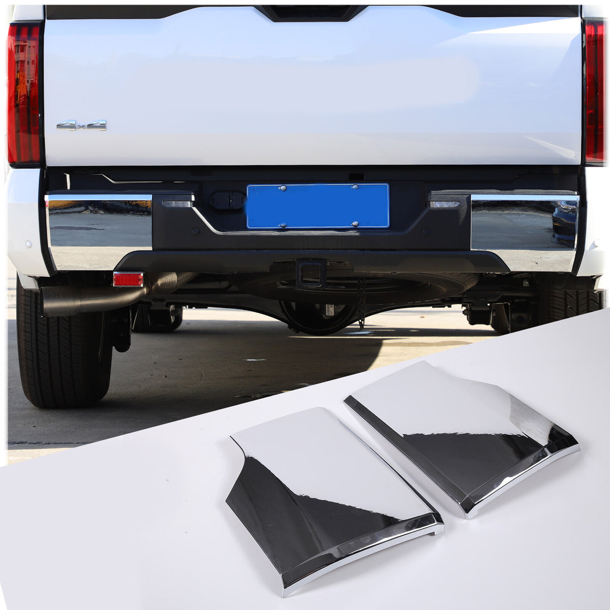 Chrome Rear Bumper Side Panel Cover Trim Cover Fit for Toyota Tundra 2022-23 US 3