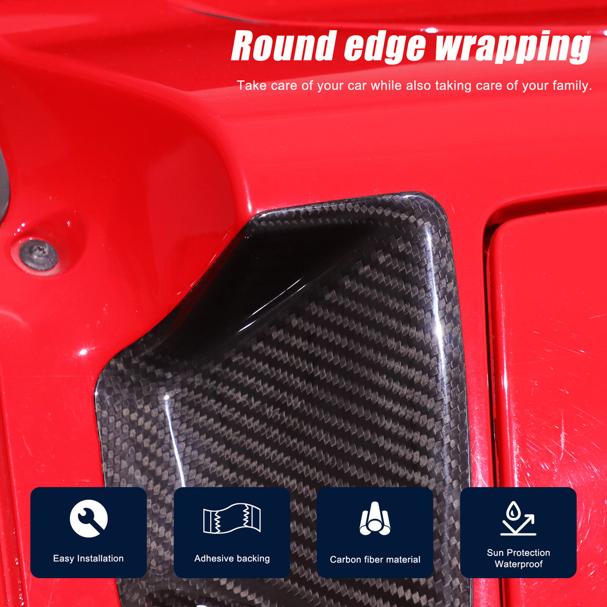 Real Carbon Fiber Exterior Door Handle Bowl Trim Cover for Corvette C6 2005-13 5