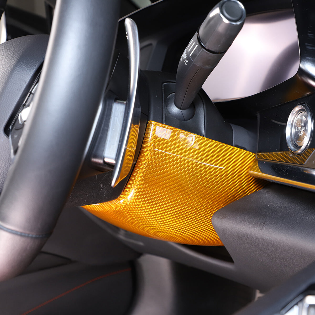 Yellow Carbon fiber Steering Wheel Lower Base Cover For Corvette C8 Z06 20-26 10