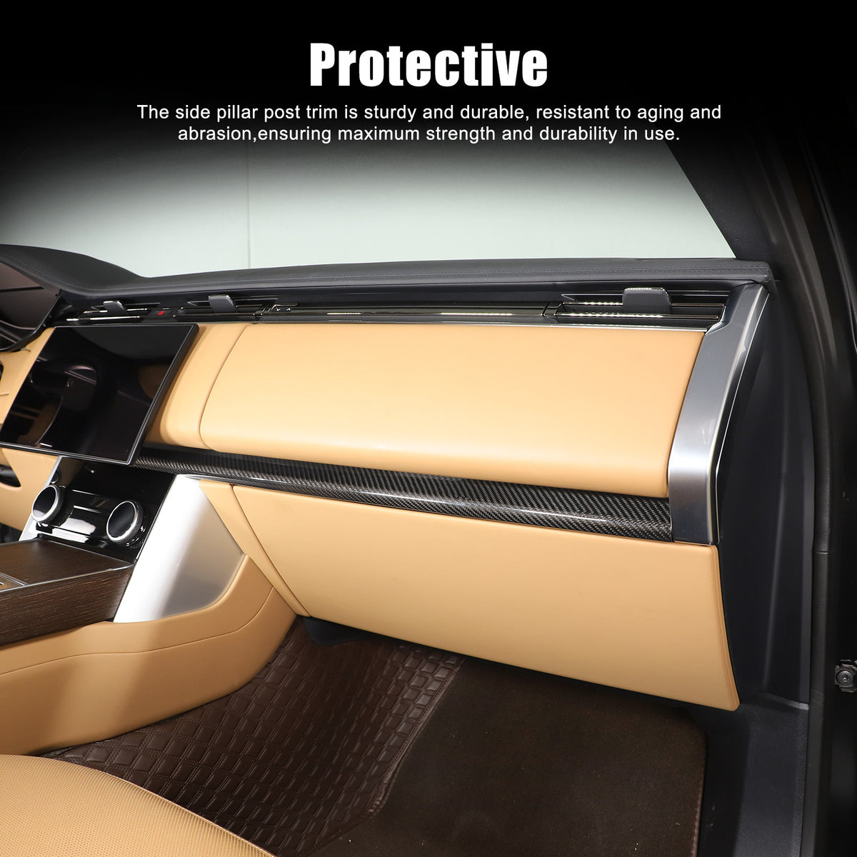 Real Carbon Fiber Dashboard Panel Cover Trim For LR Range Rover Vogue 2023-2024 15