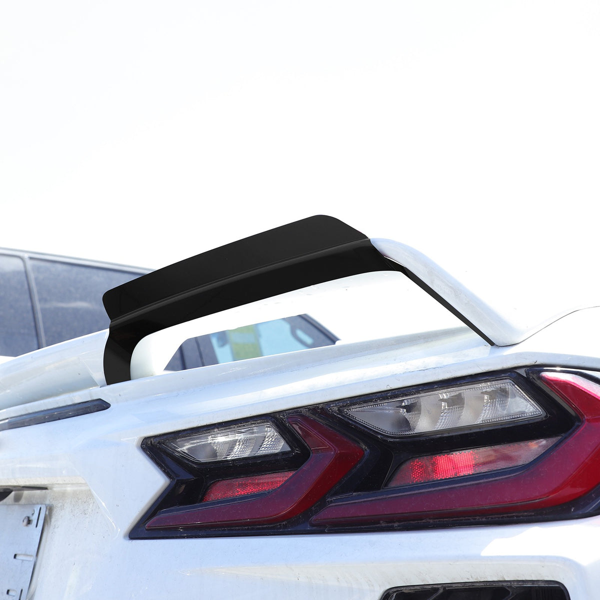 Glossy Piano Black Rear Spoiler Wing Cover Trim Frame For Corvette C8 2020-2026 12