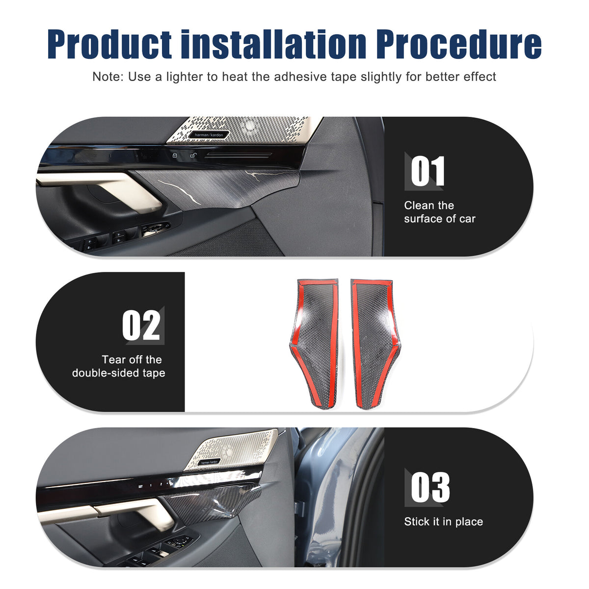 Real Carbon Fiber Interior Door Handle Cover Trim For BMW 5 Series G60 i5 2024+ 18