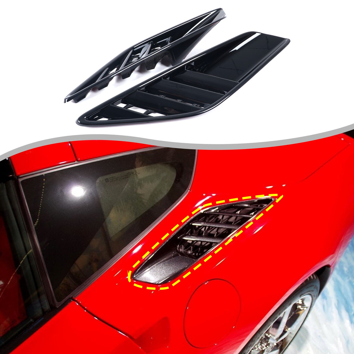 Piano Black ABS Rear Fender Air Intake Frame Trim For Corvette C7 2014-2019 US 22