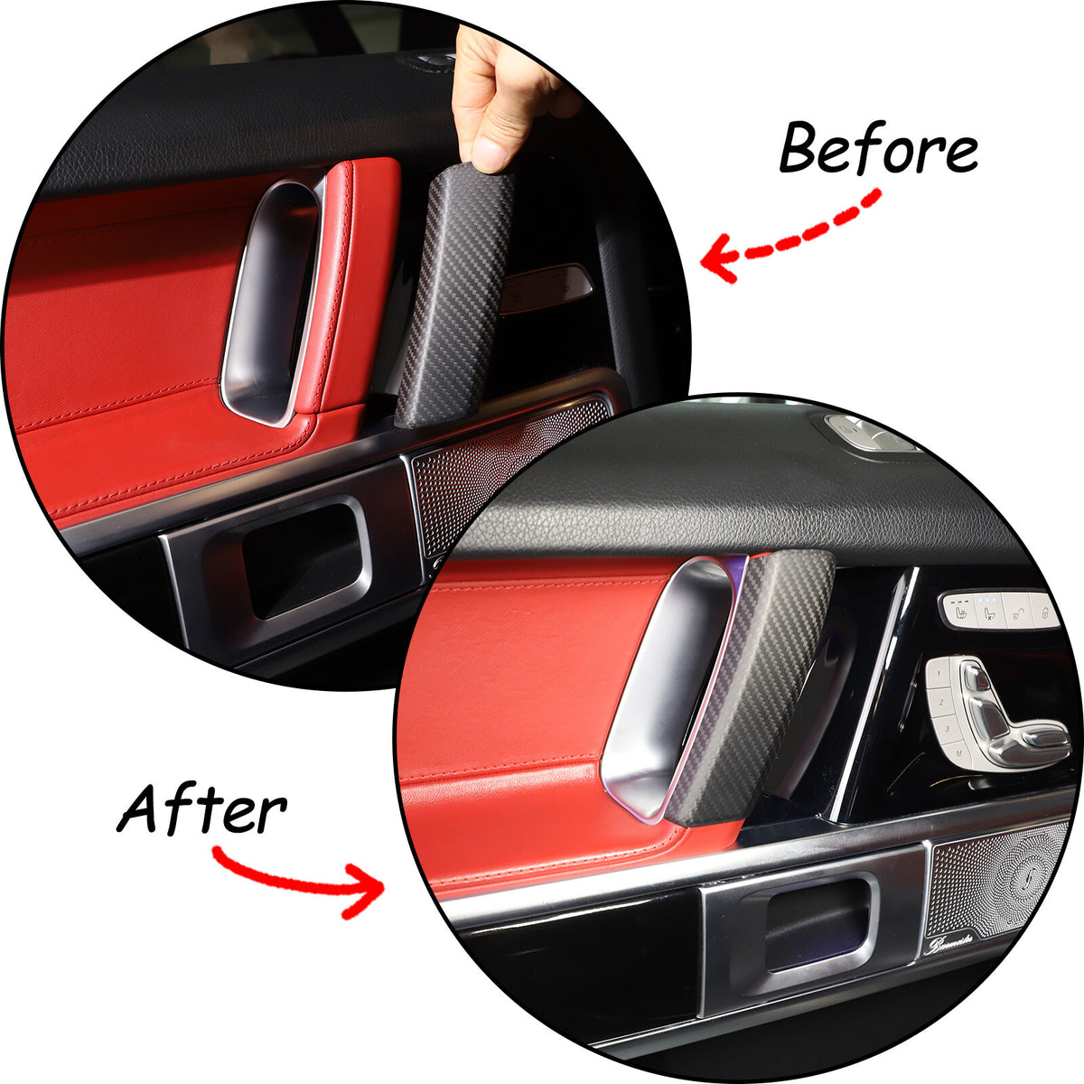 Carbon Fiber Inner Door Armrest Stripe Cover For Mercedes Benz G Class 19-20 2