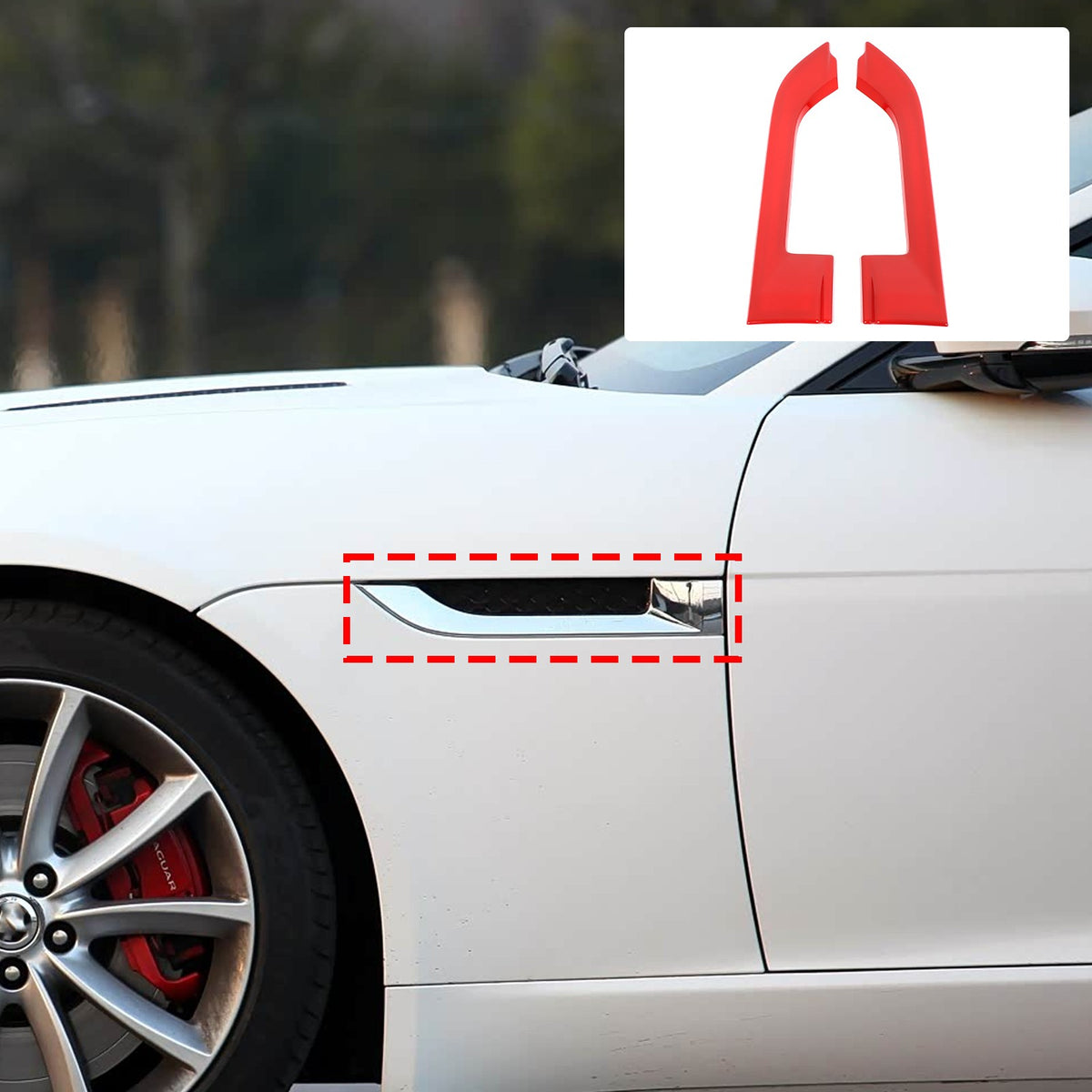 Sport Red ABS Side Fender Vent Frame Trim For Jaguar F-TYPE X152 2013-2020 18