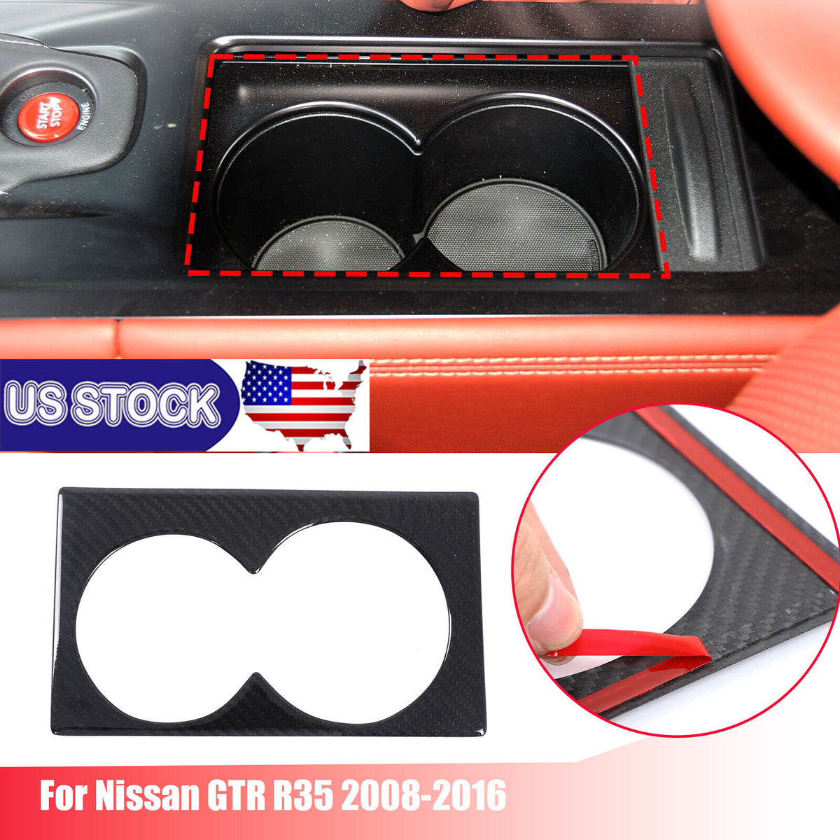 Real Dry Carbon Fiber Center Console Trim Set For Nissan GTR R35 2008-2016 US 1