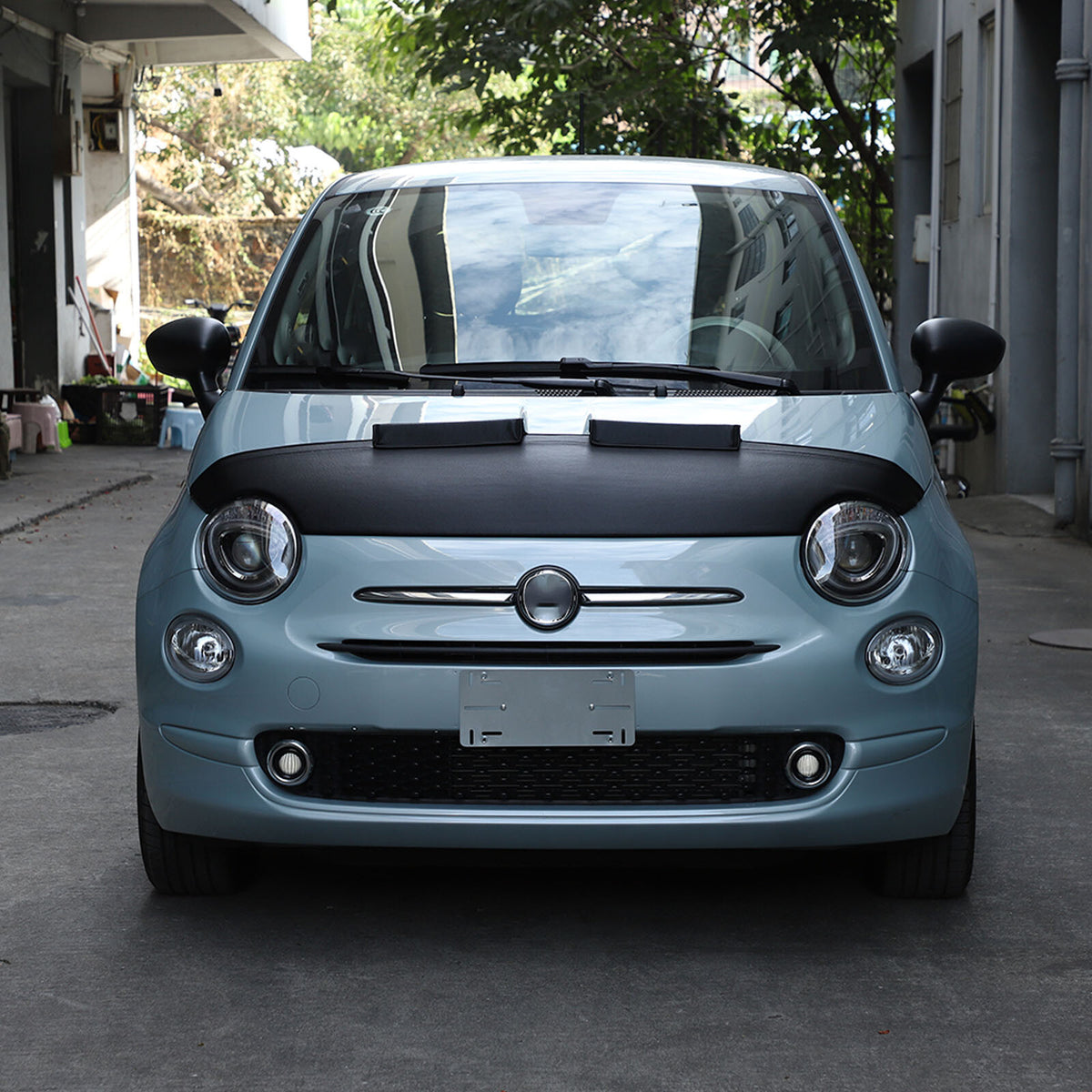 PU Leather Car Bonnet Hood Bra Wind & Bug Deflectors For Fiat 500 2007-2024 9