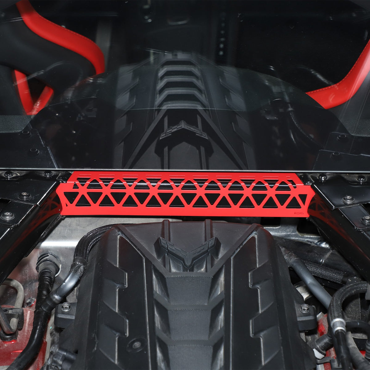 Red Aluminum Engine Bay Strut Bar Connecting Trim Cover For Corvette C8 2020+ 7