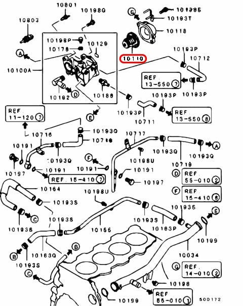 Mitsubishi OEM Engine Cooling Thermostat MD337408 for Lancer 3