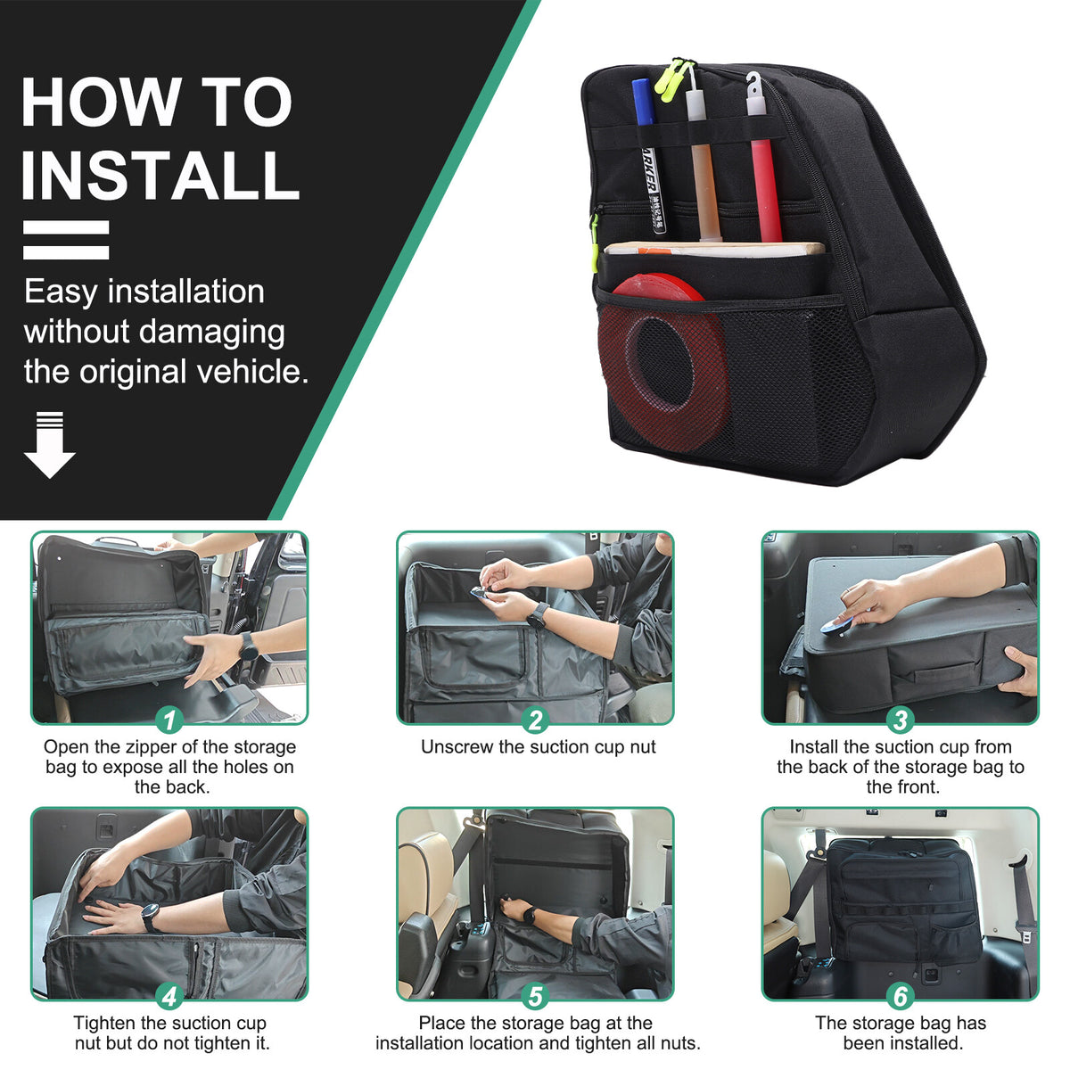 Black Rear Trunk Side Storage Bag Pockets Organizer For BMW X7 G07 2019-23 21