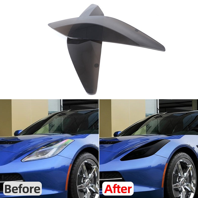 Gray Smoked Black Front Headlight Cover Trim For Corvette C7 14-19 US 4