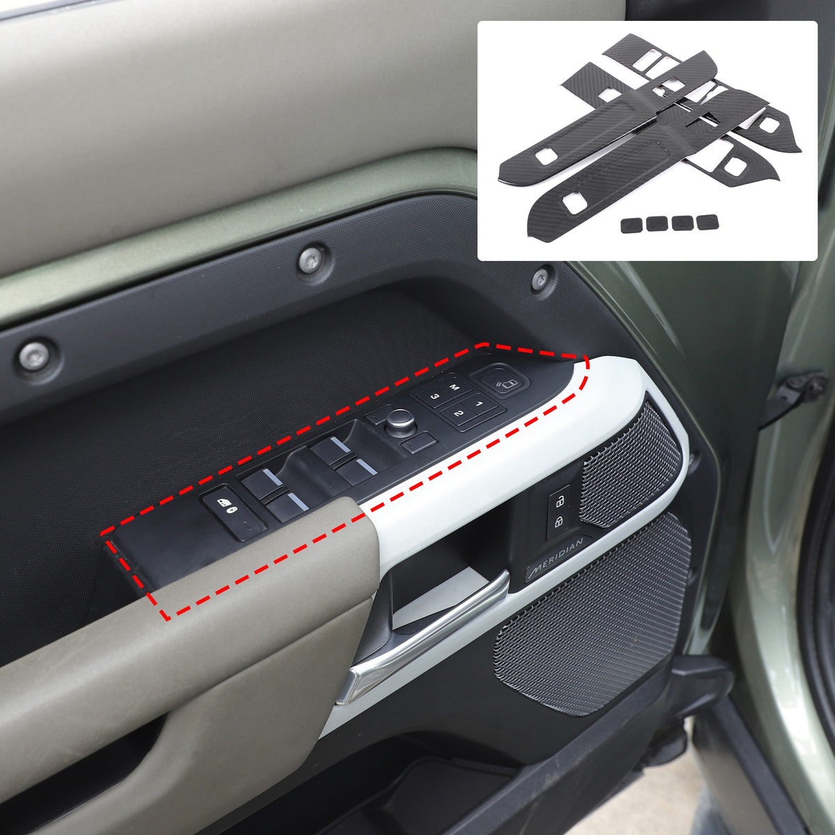 Real Carbon Fiber Window Lift Switch Trim For Land Rover Defender 110 L663 20-23 11