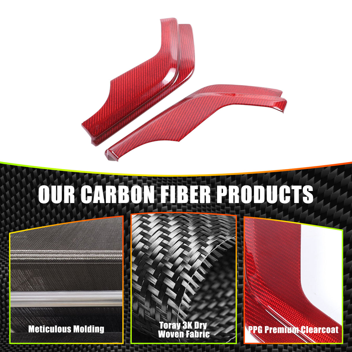 Red Real Carbon Fiber Center Console Dashboard Cover Trim For Corvette C8 20-26 18