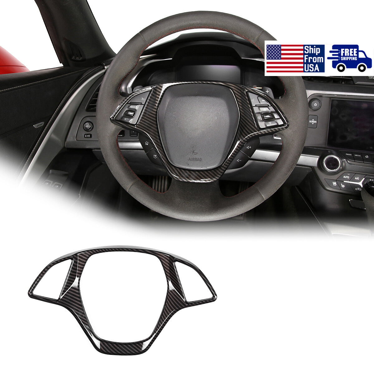 17x ABS Carbon Fiber Interior Full Center Console Trim Set For Corvette C7 14-19 3