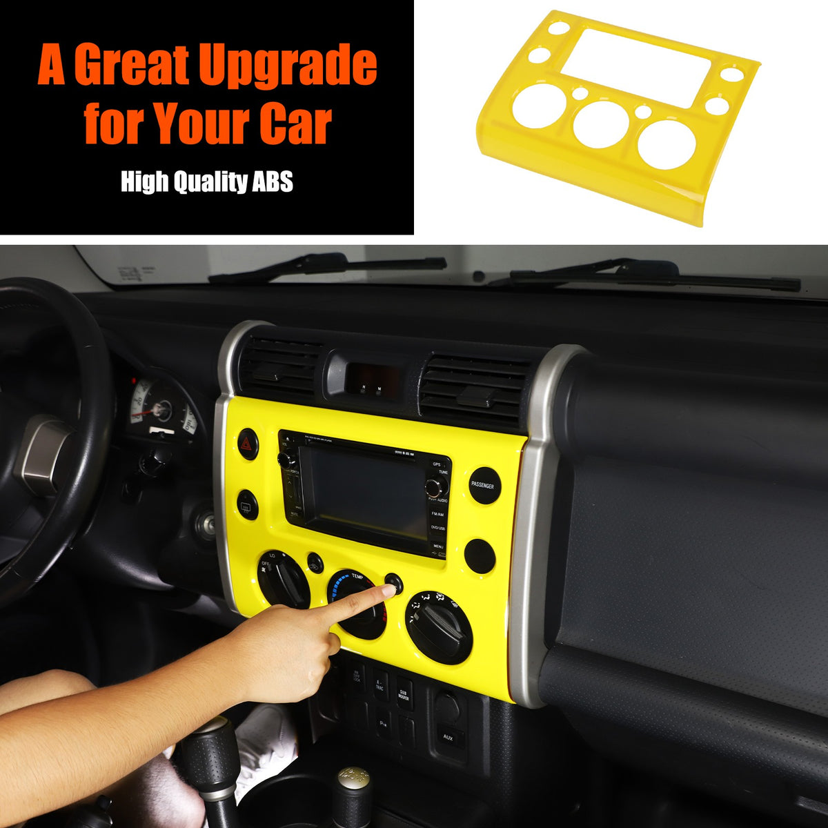 Yellow ABS Interior Center Console Trim Cover for Toyota FJ Cruiser 2007-2021 25