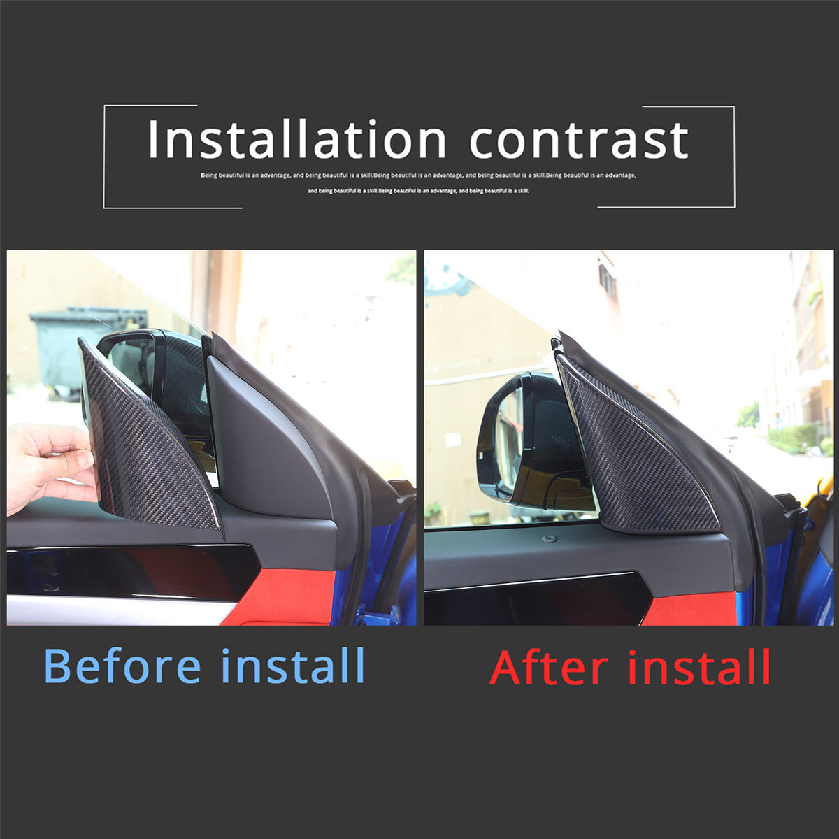 Real Carbon Fiber Inner Door Triangle A Pillar Trim For Lamborghini URUS 2018-23 3