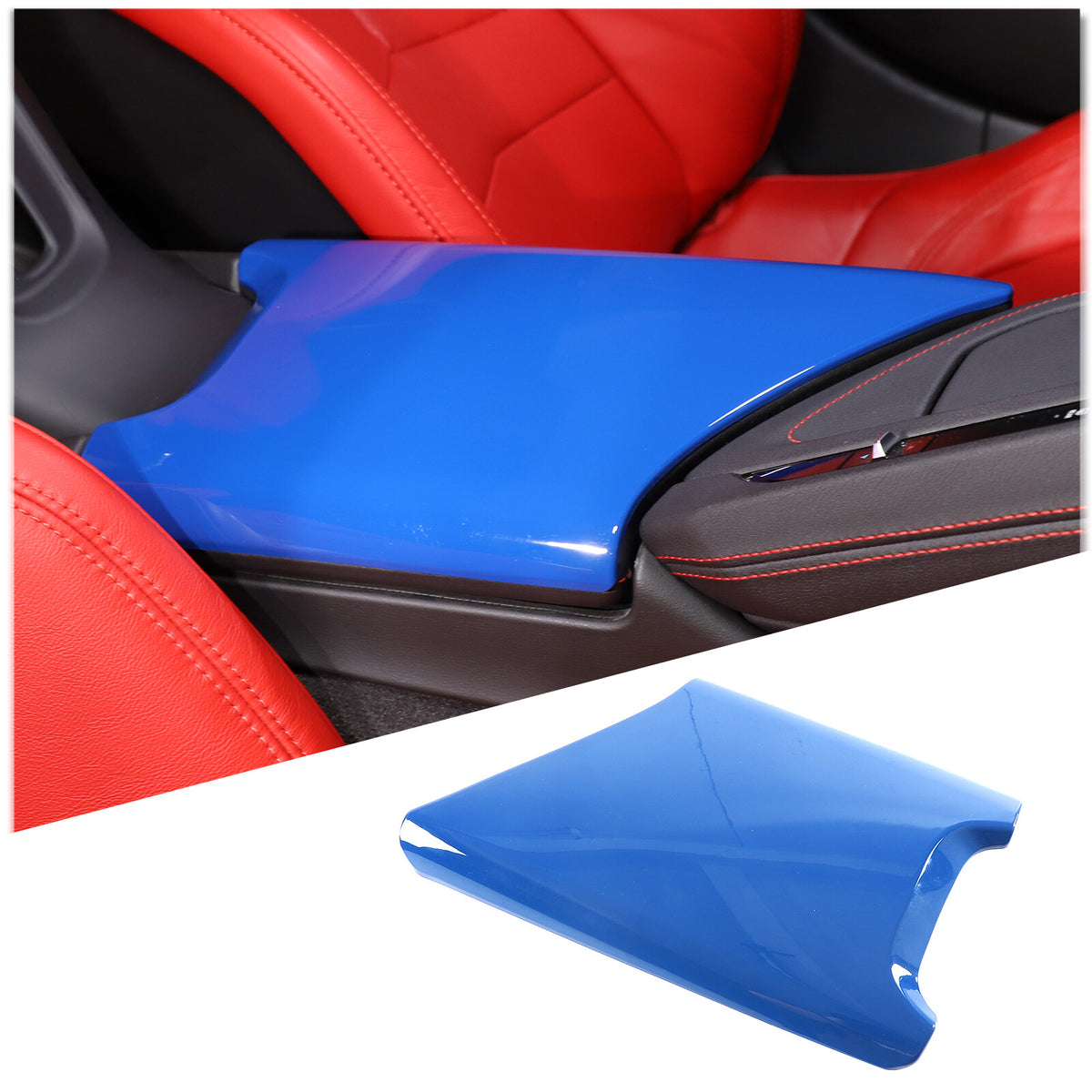 Dark Blue Console Armrest Box Lid Covers For C8 Corvette Stingray Z06 Z51 20-26 2