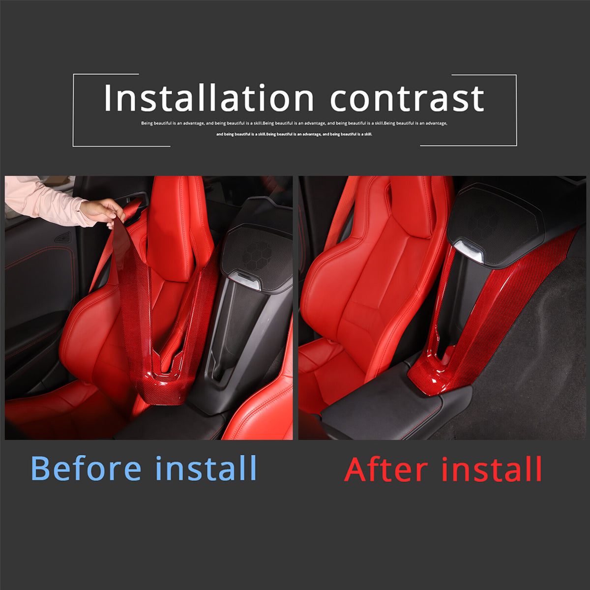 Red Real Carbon Fiber Waterfall Console Wireless Charger Trim For Corvette C8 US 15