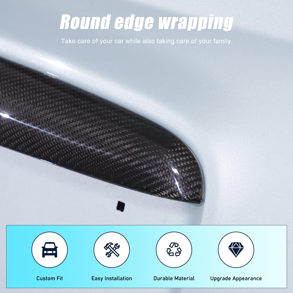 Real Carbon Fiber Tailgate Trim For Fiat 500 312 2010+ 18