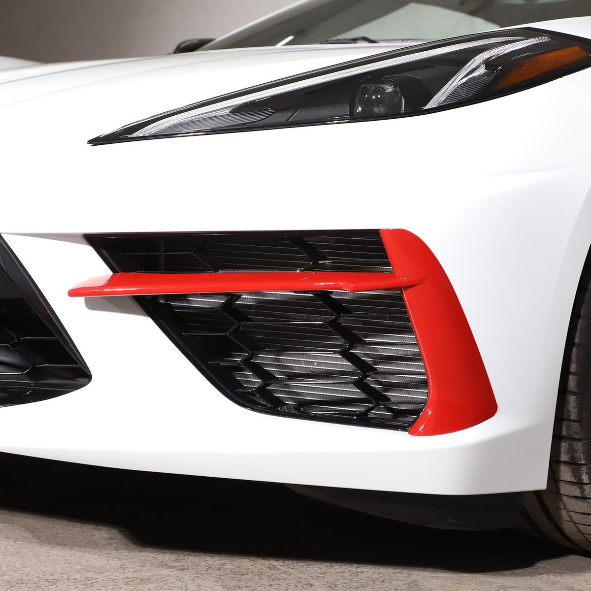 Sports Red Front Bumper Fog Light Lamp Trims for Corvette C8 2020-2025 US 21