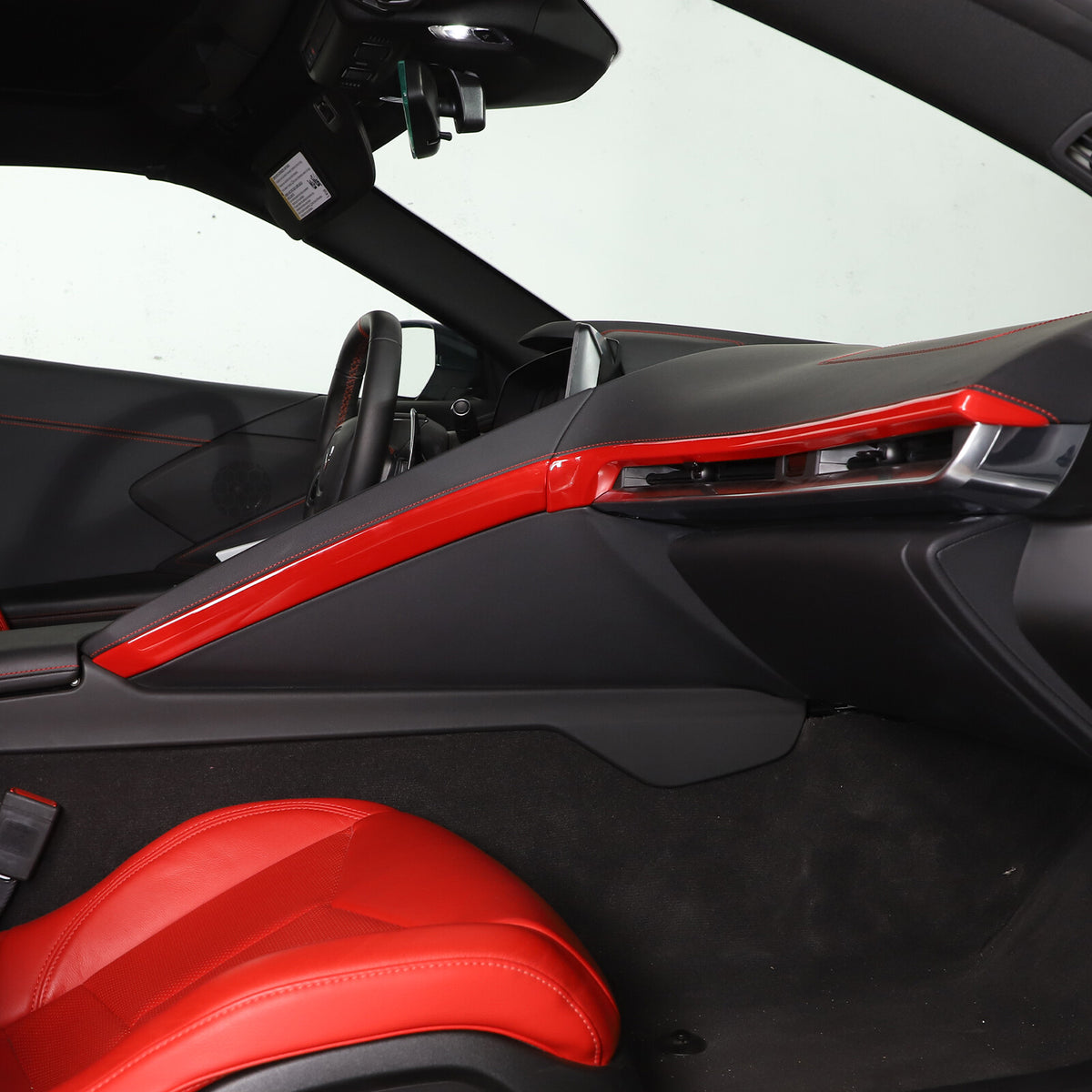 Red Full Interior Set Dash Panel Decor Cover Trim Kit For Corvette C8 2020-25 - Variants 11-15 18