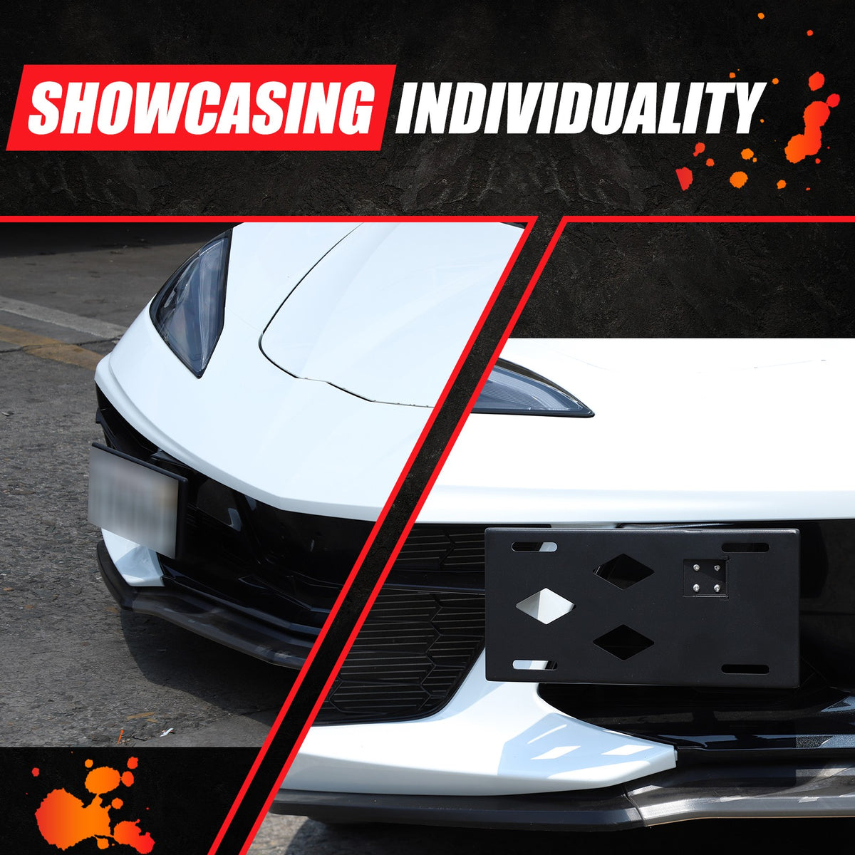 Front License Plate Side Mount Bracket US Version For Corvette C8 2020+ 12