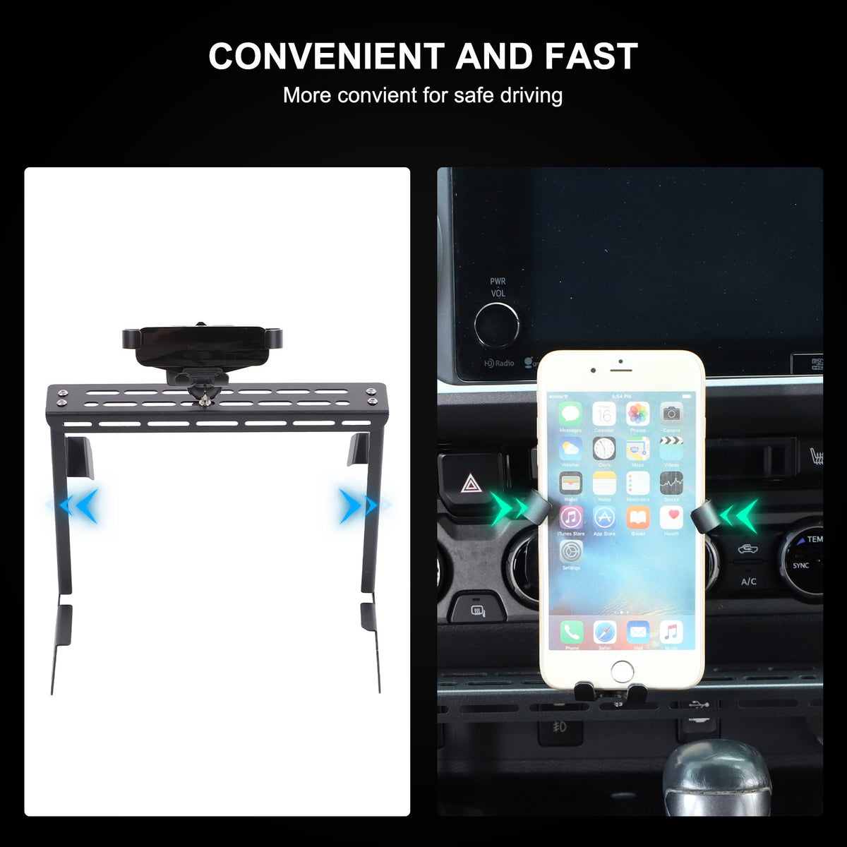 Center Multifunctional Expanding Phone Mount Bracket For Toyota Tacoma 2016-2022 21