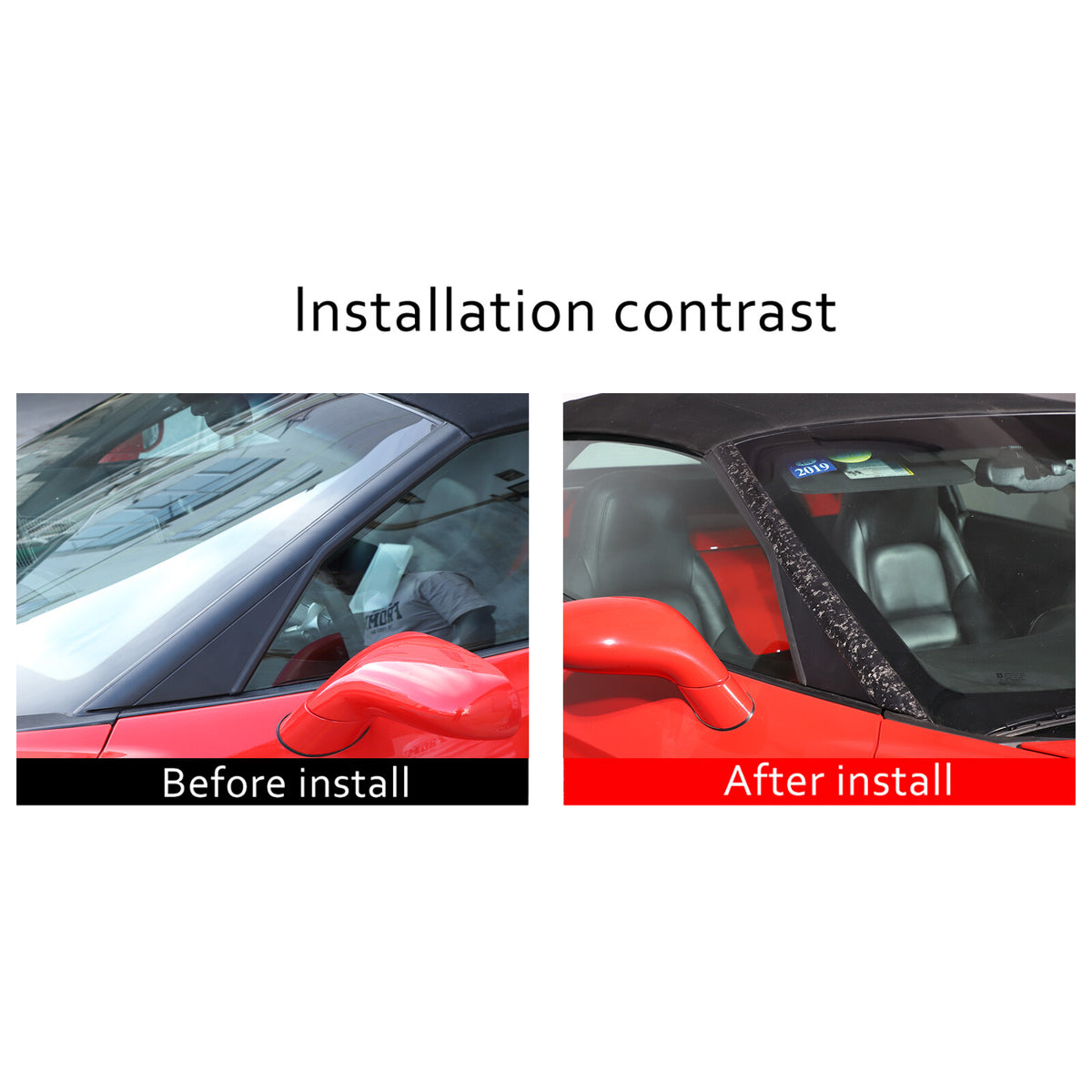Forge Carbon Fiber Exterior Windshield A-Pillar Cover Trim For Corvette C6 05-13 19
