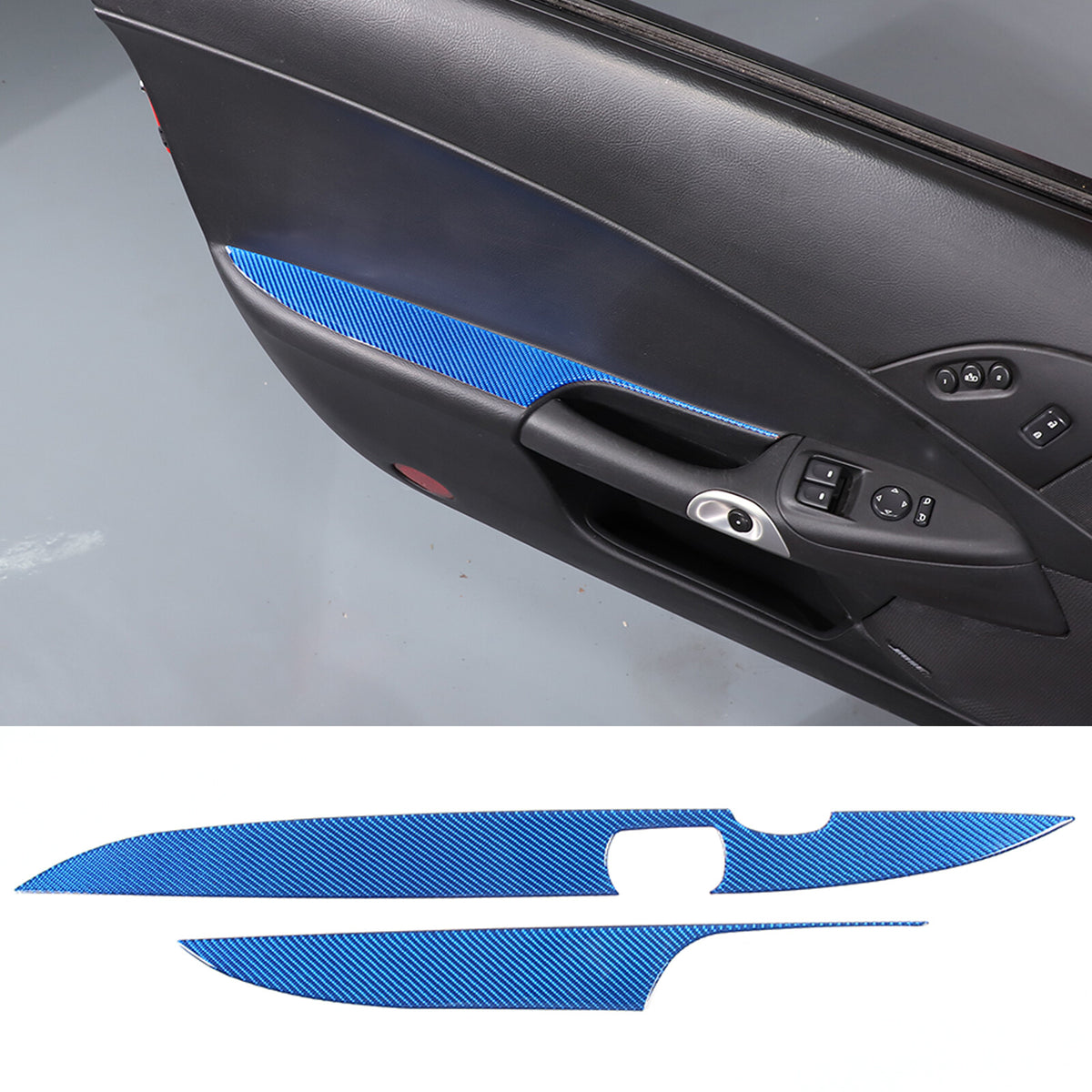 Blue Carbon Fiber Door Armrest Trim Panel For Corvette C6 2005-2013 1
